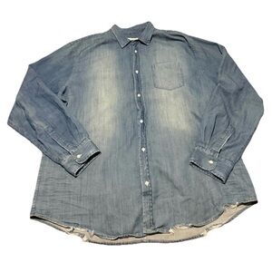 Frank & Eileen Eileen Denim relaxed Barry Woven Button Shirt Distressed Italy